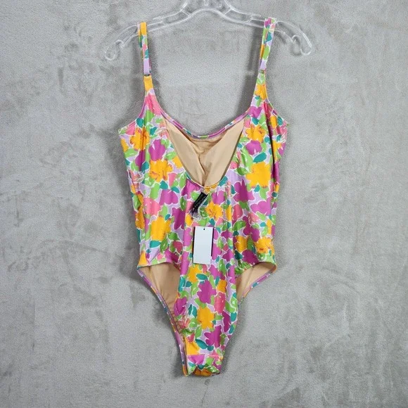 Cotton On Body Strappy Low Scoop One Piece Cheeky Swimsuit Celeste Floral Small - Picture 3 of 6